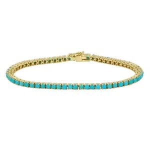 Elegant 23 inch 18k Gold PVD Bracelet with 3MM Turquoise Accents